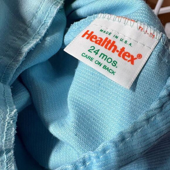 Health-tex Vintage 80s Blue Yellow Bear Bib Overalls 24 Months Corduroy - Picture 12 of 12